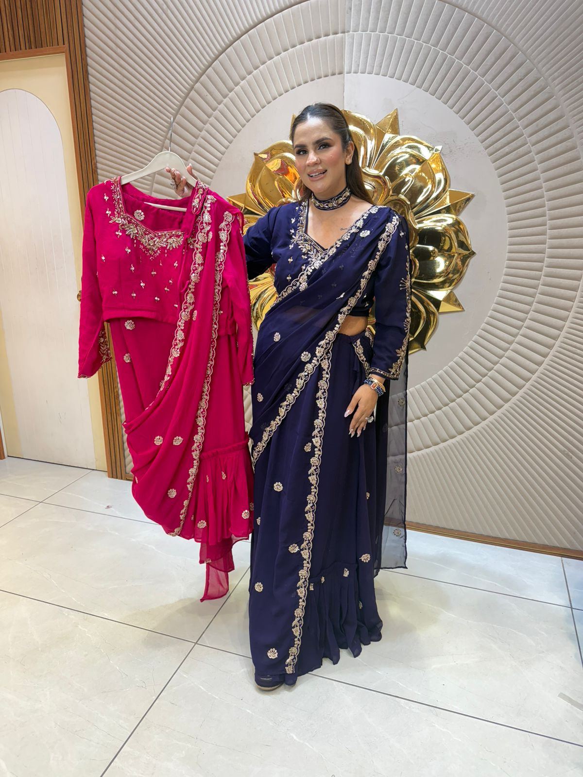 Elegant Saree With Lace Work PC2604