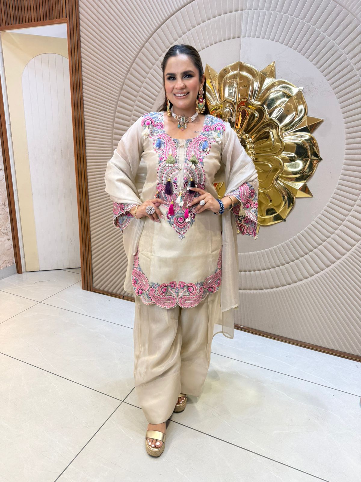 Elegant Suit With Different Color hand embroidery PC2606