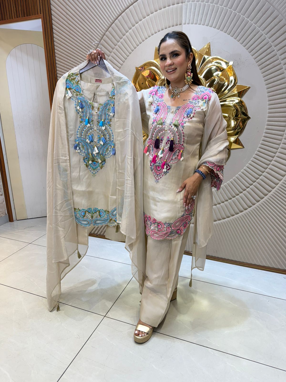 Elegant Suit With Different Color hand embroidery PC2606