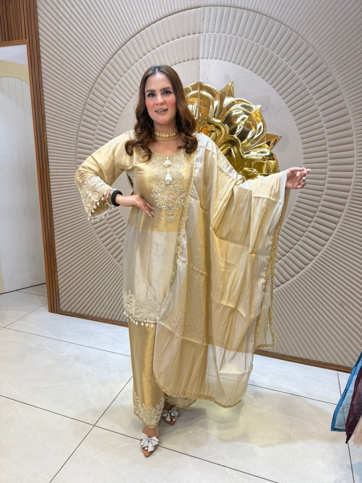 Elegant Suit With Net Dupatta PC2623