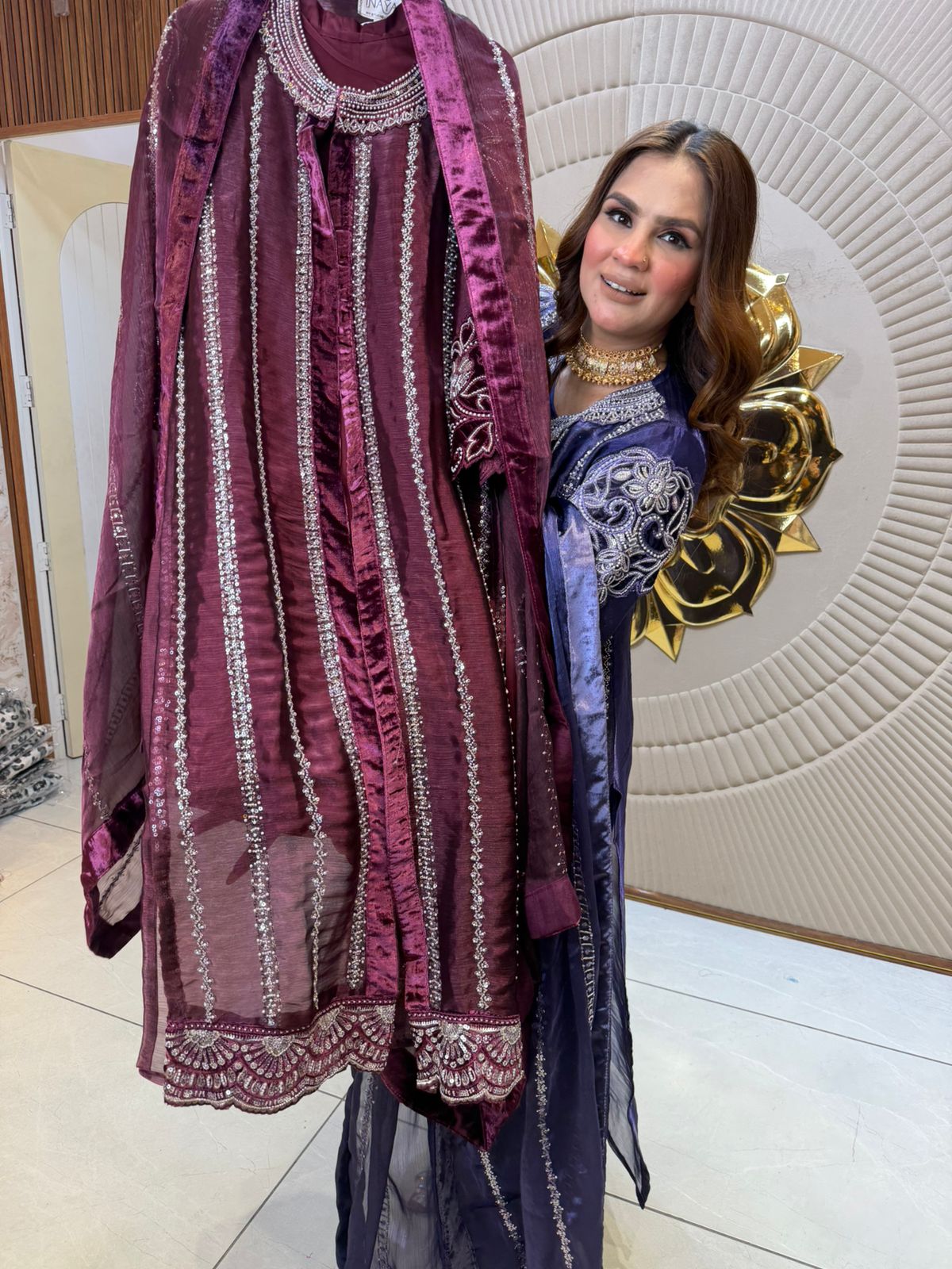 Elegant Long Suit With Neck Design PC2625