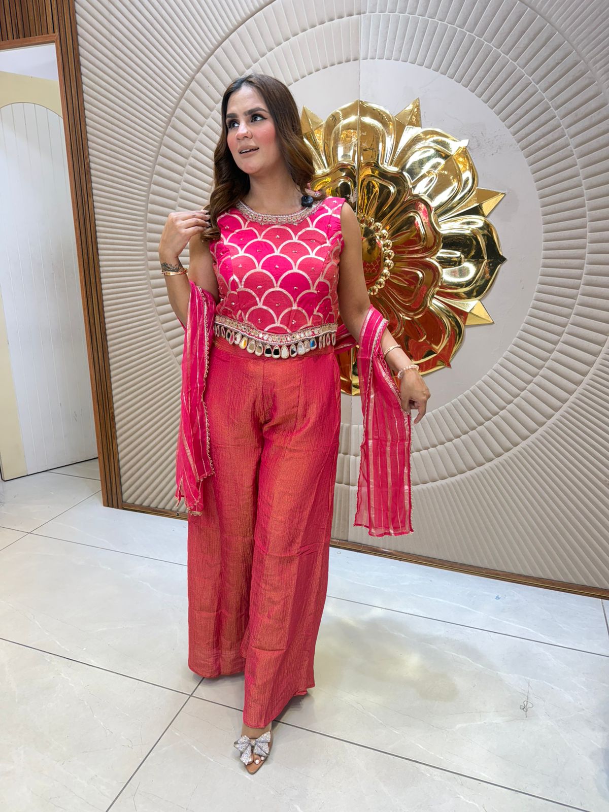 Elegant Party Wear Dress With Mirror Work PC2627