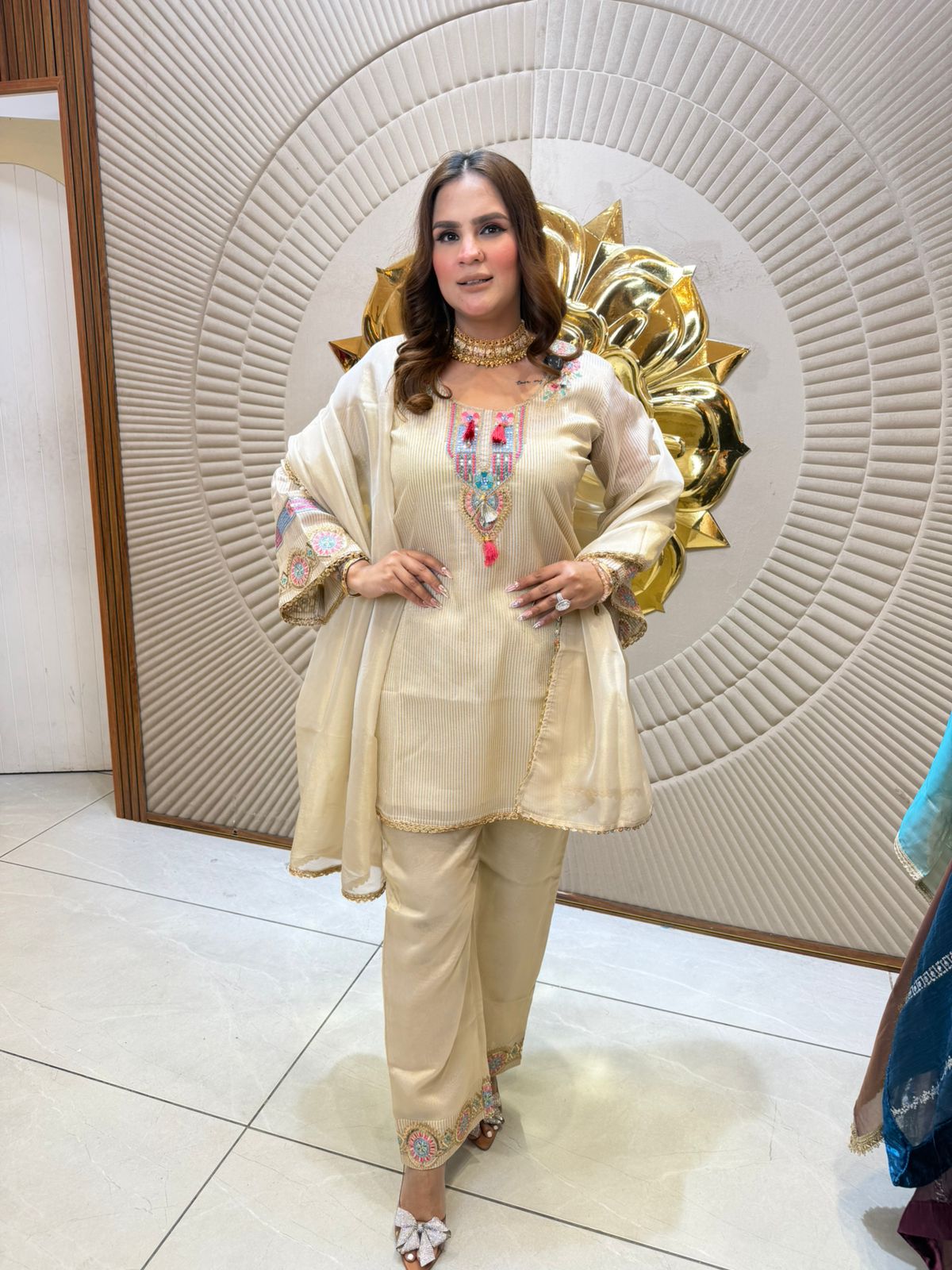 Elegant Suit With Lace Work On Dupatta PC2644