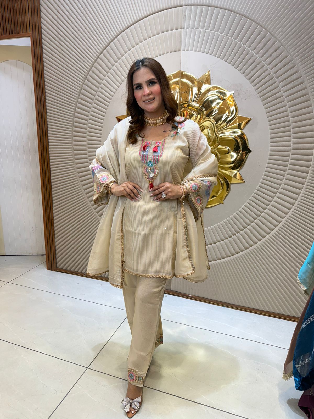 Elegant Suit With Lace Work On Dupatta PC2644