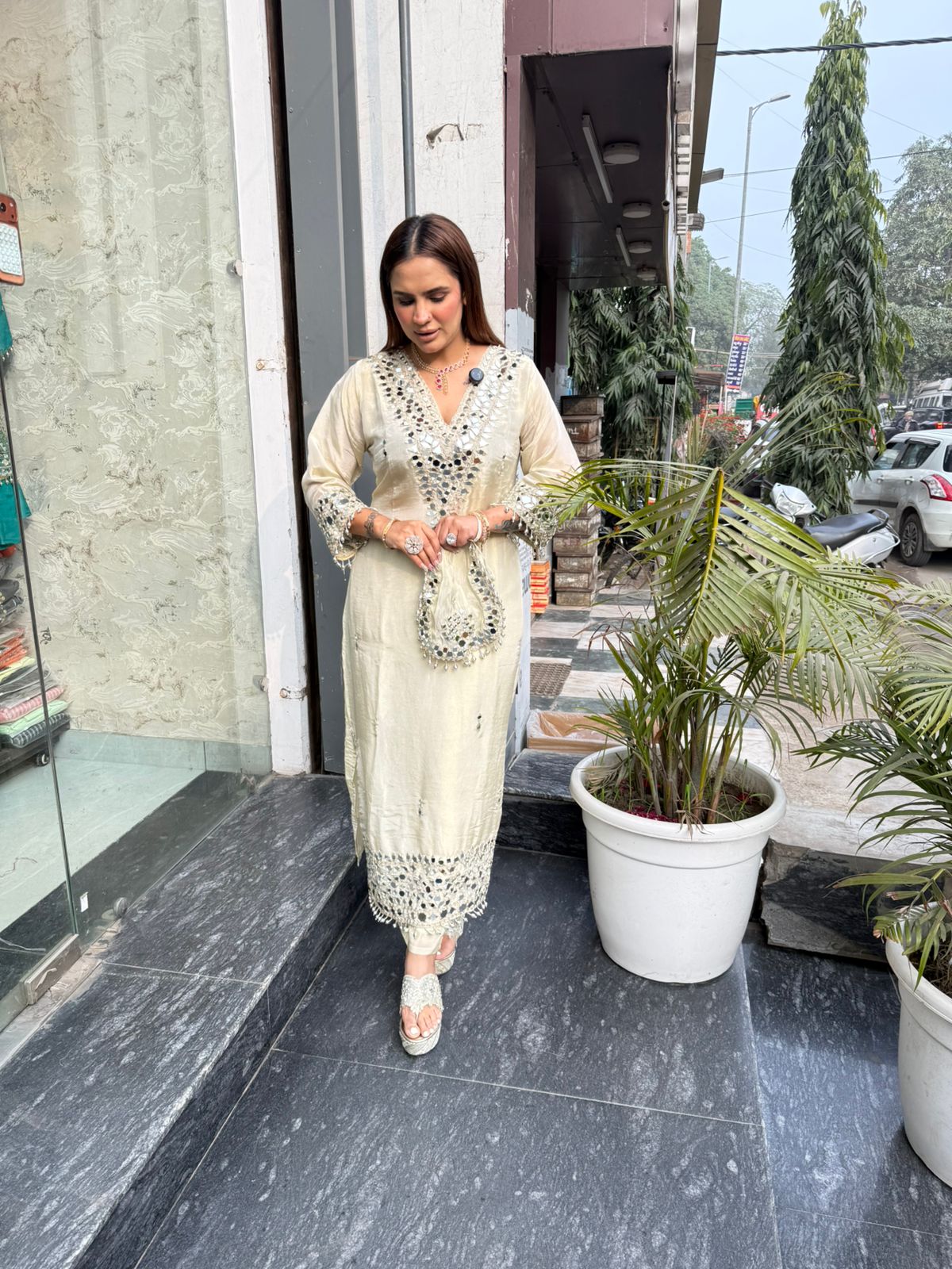 Elegant Suit With Mirror Work PC2655