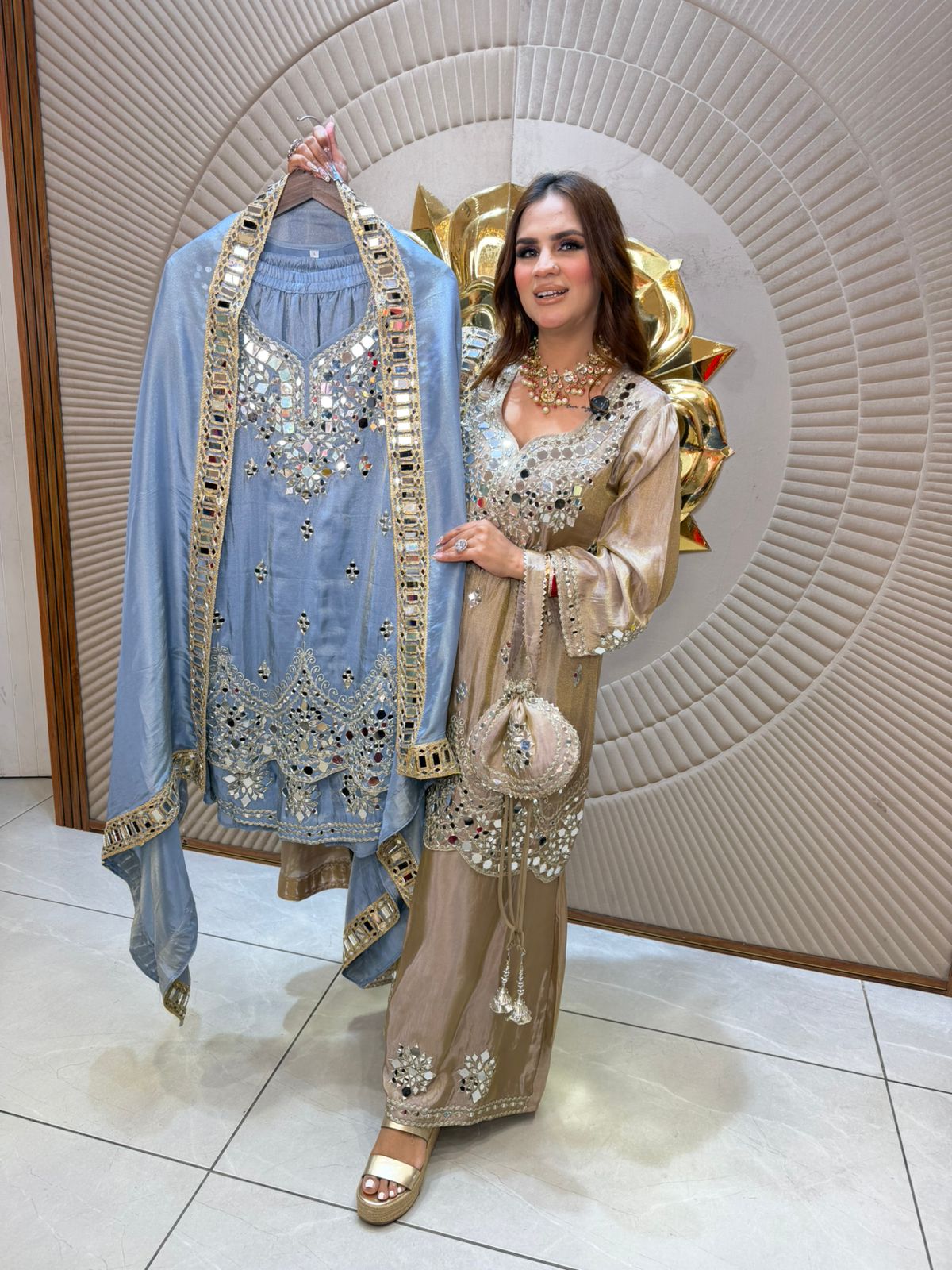 Elegant Suit With Mirror Work PC2667