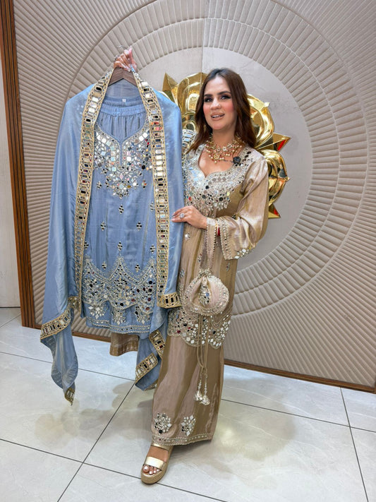 Elegant Suit With Mirror Work PC2667