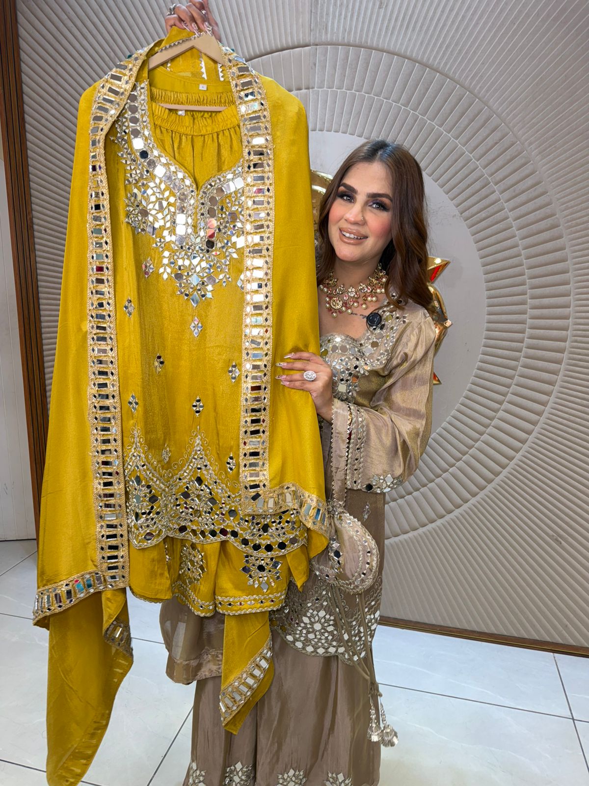 Elegant Suit With Mirror Work PC2667