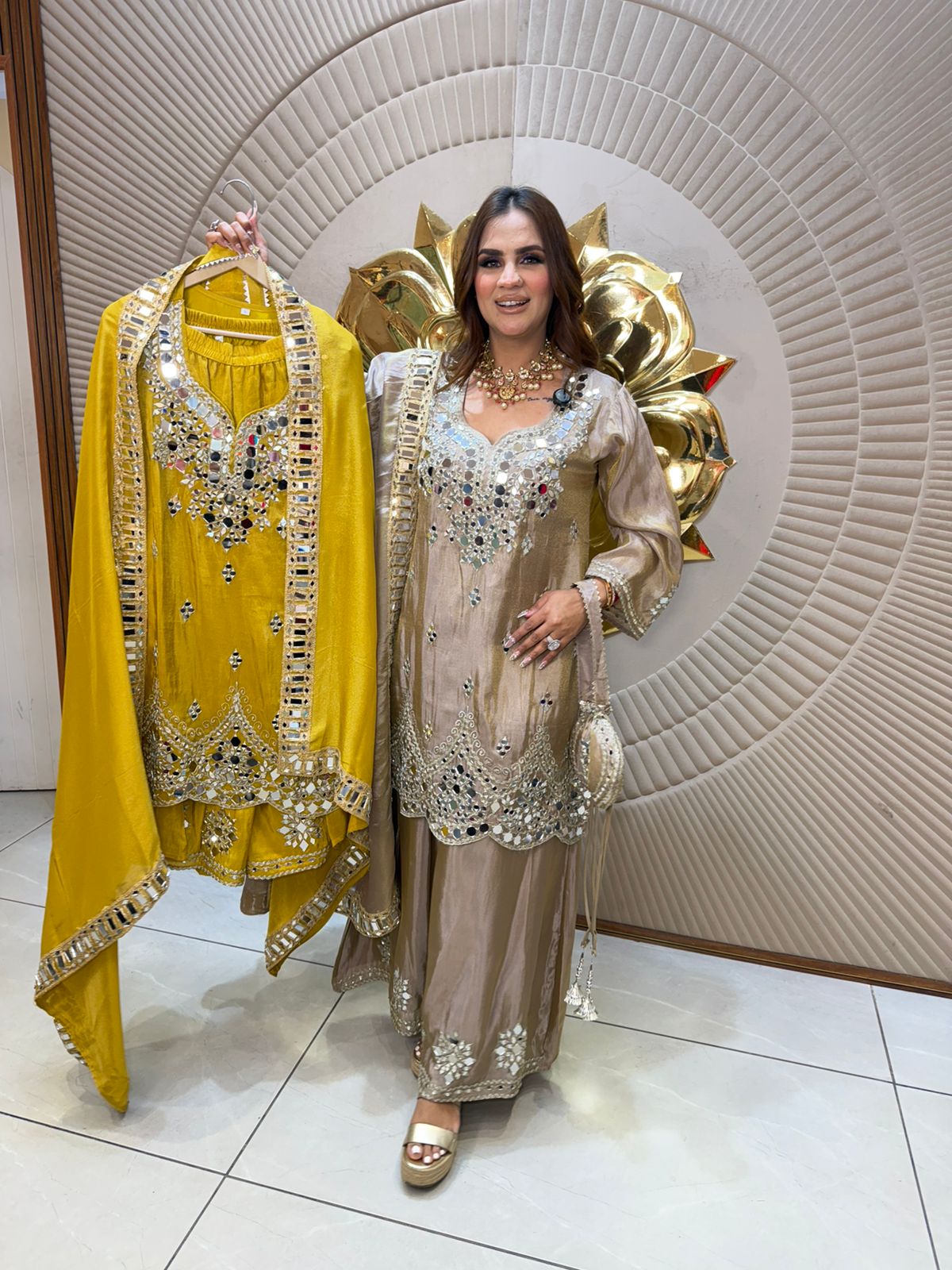 Elegant Suit With Mirror Work PC2667