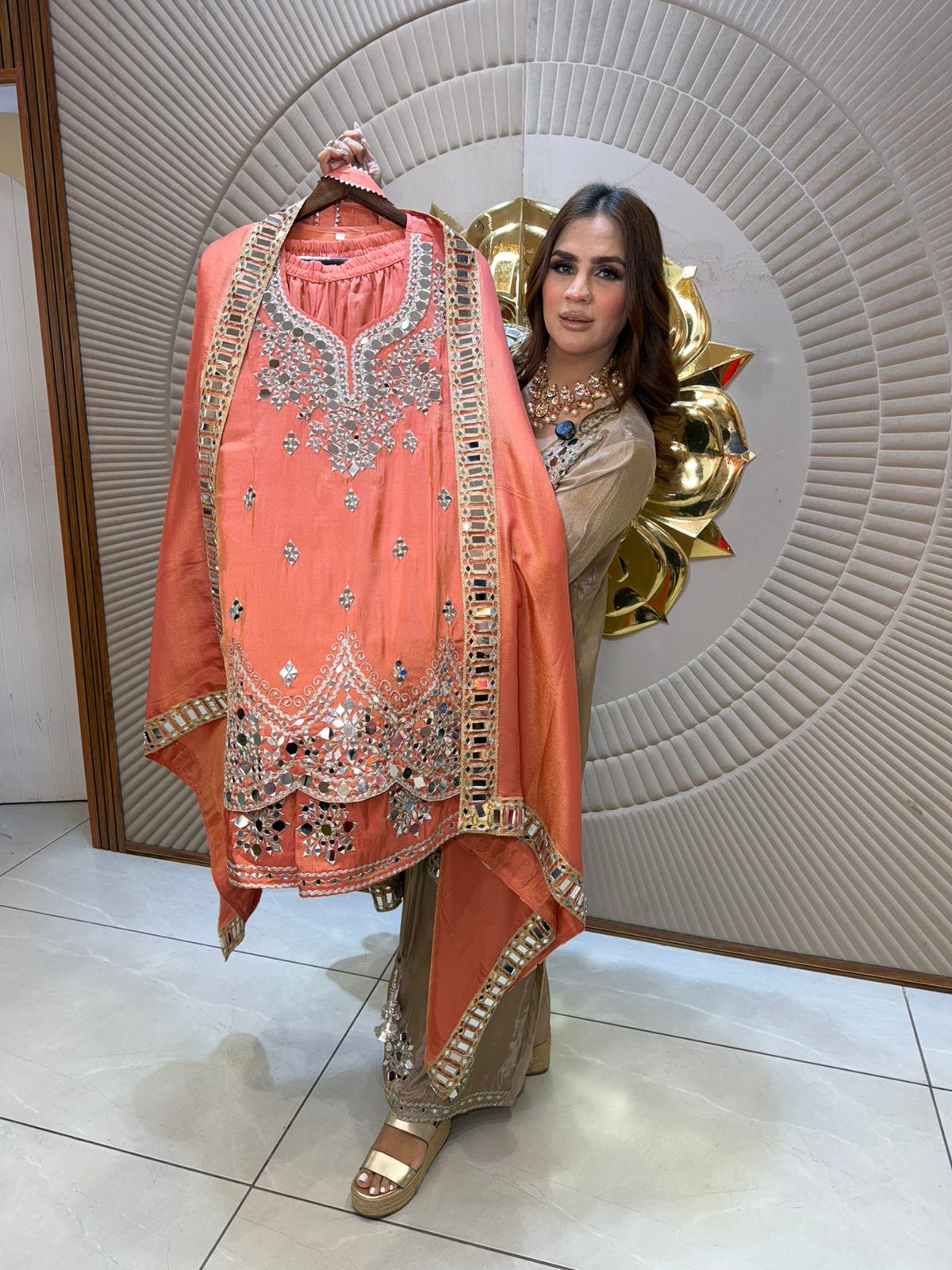 Elegant Suit With Mirror Work PC2667