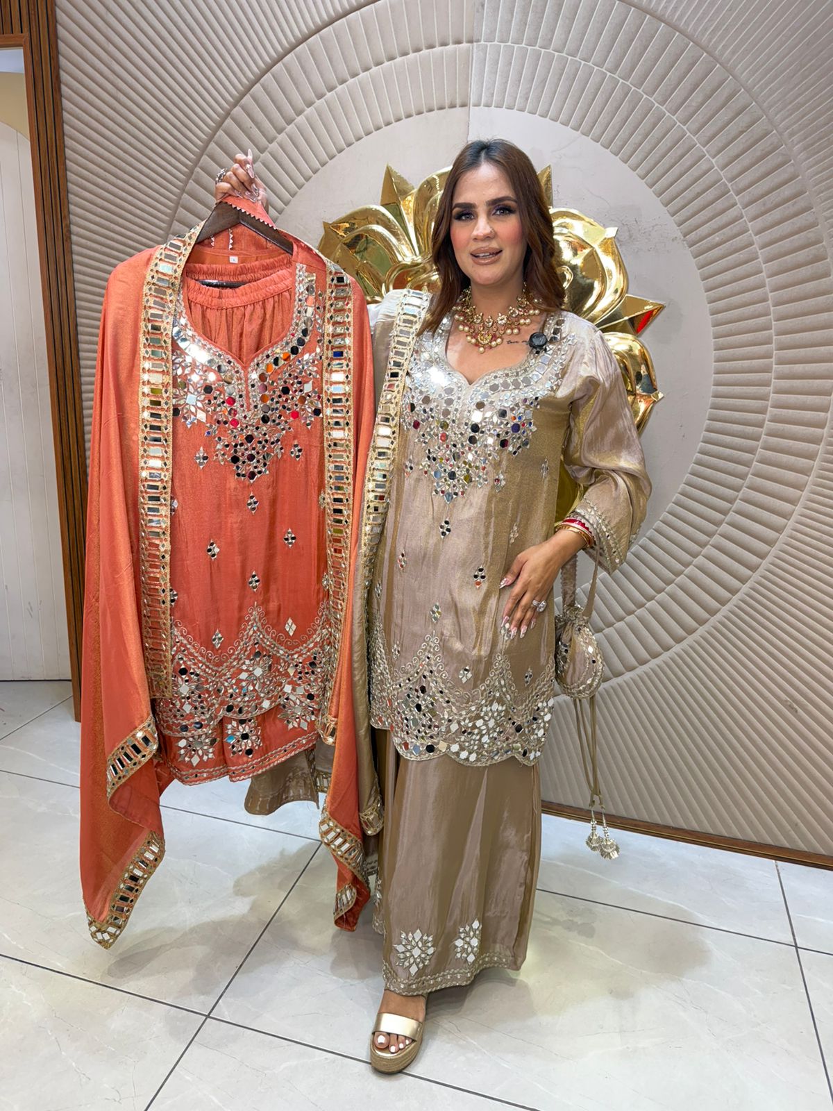 Elegant Suit With Mirror Work PC2667