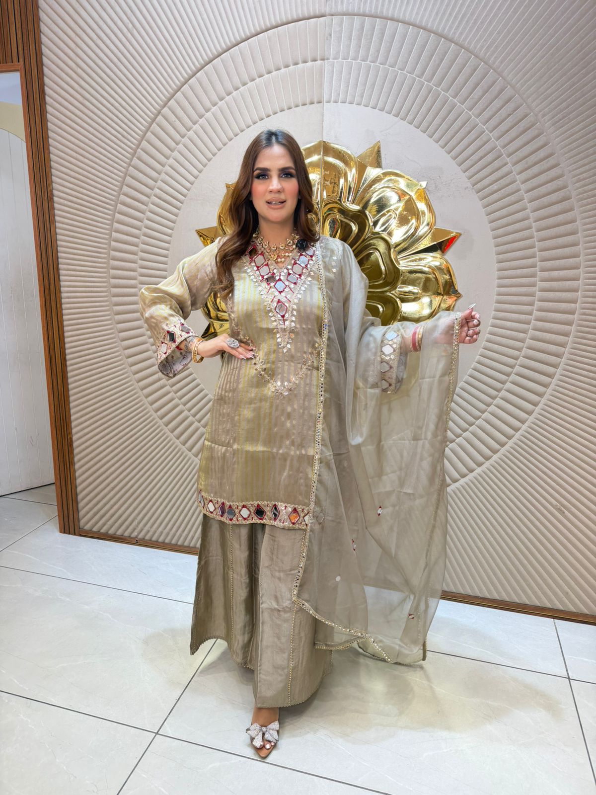 Beautiful Suit With Mirror Work PC2671