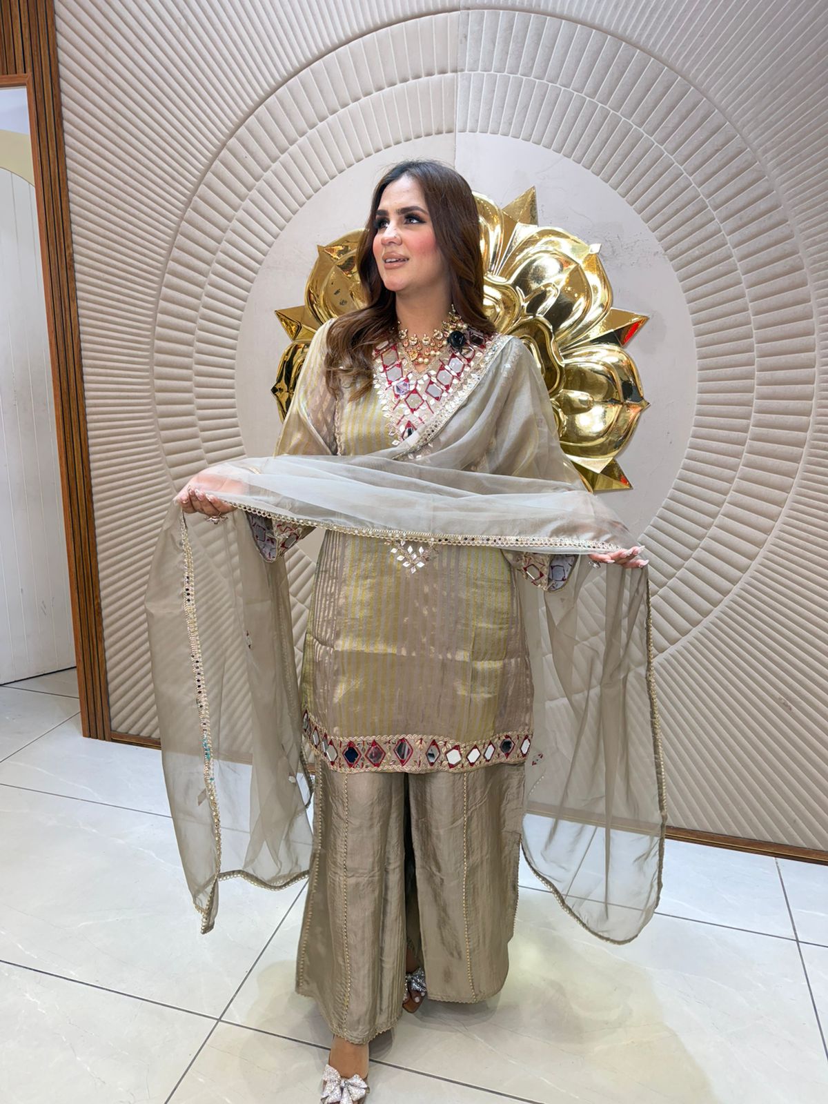Beautiful Suit With Mirror Work PC2671