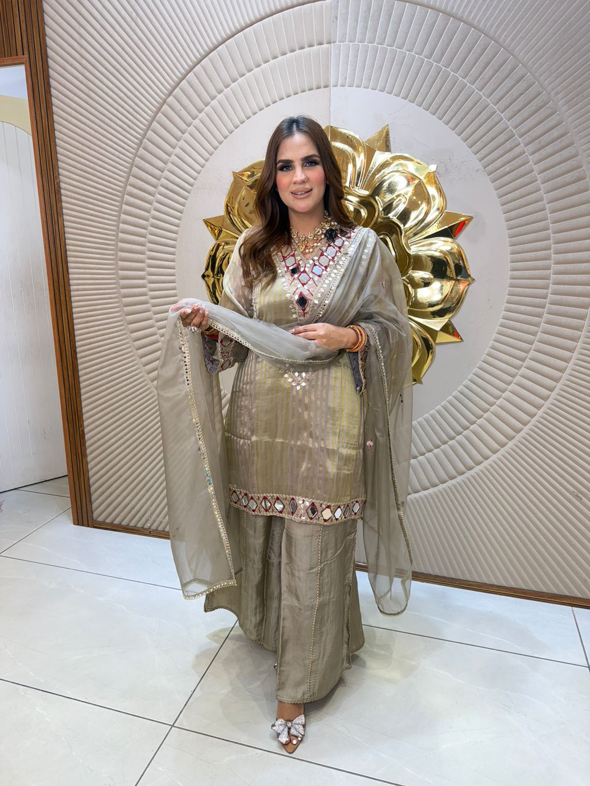 Beautiful Suit With Mirror Work PC2671