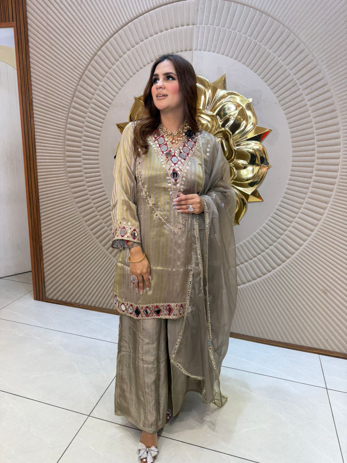 Beautiful Suit With Mirror Work PC2671