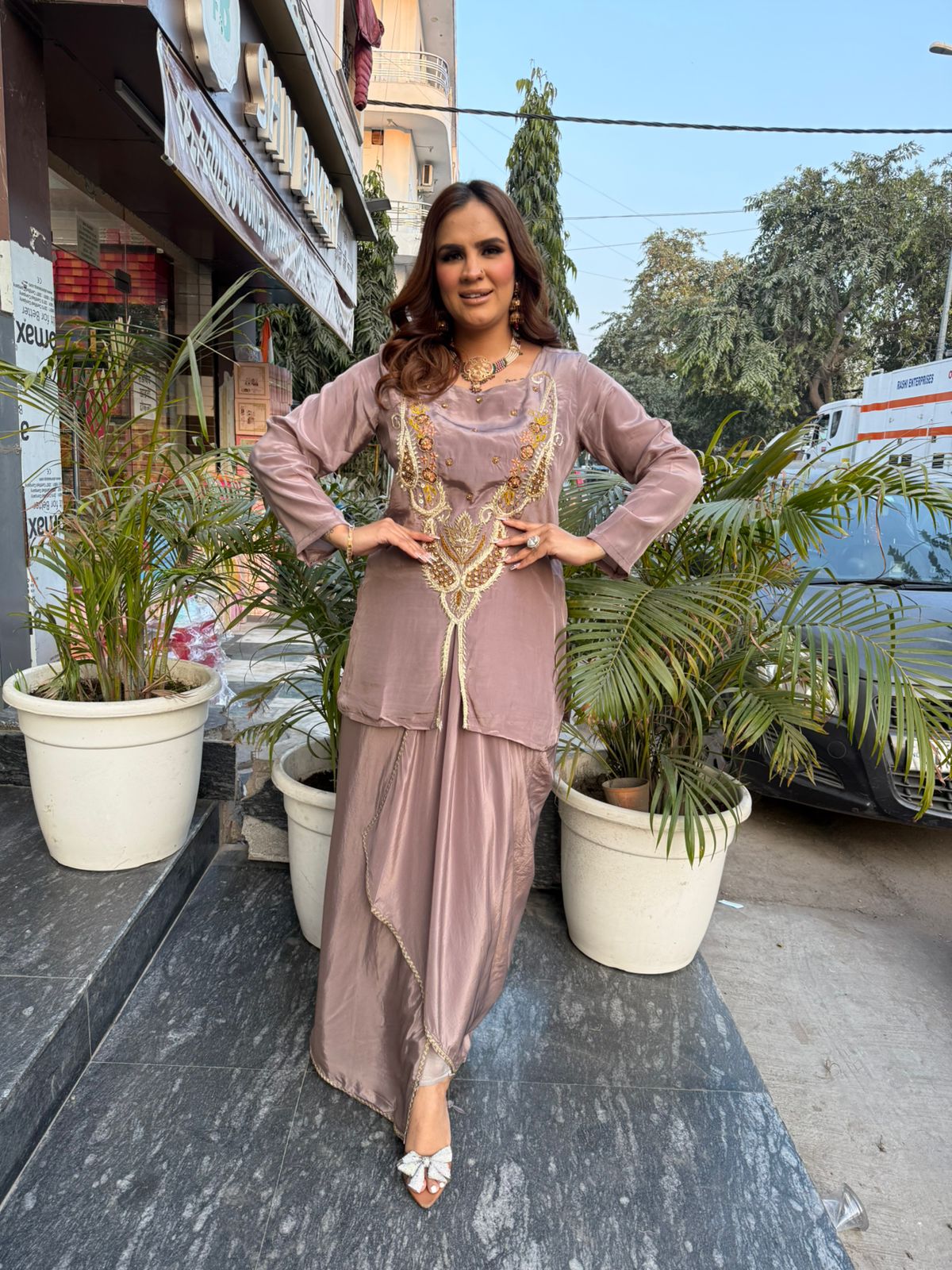 Elegant Party Wear Dress In Pink Color PC2696