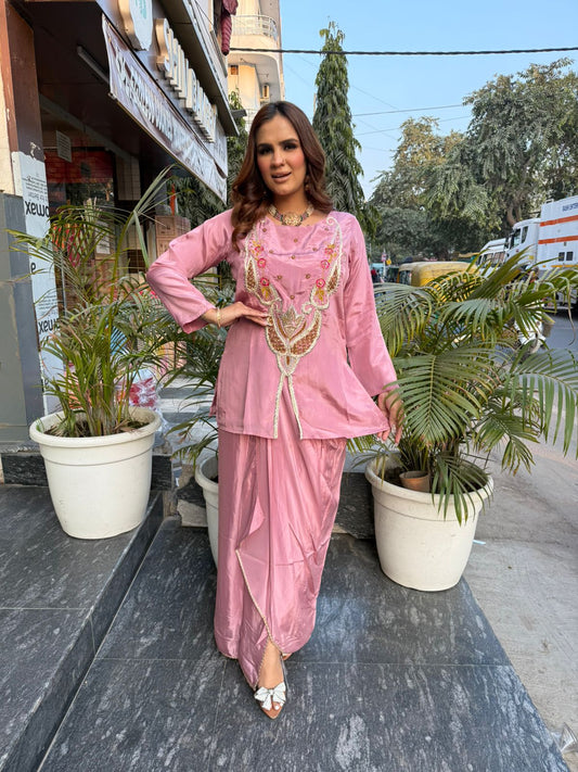 Elegant Party Wear Dress In Pink Color PC2696