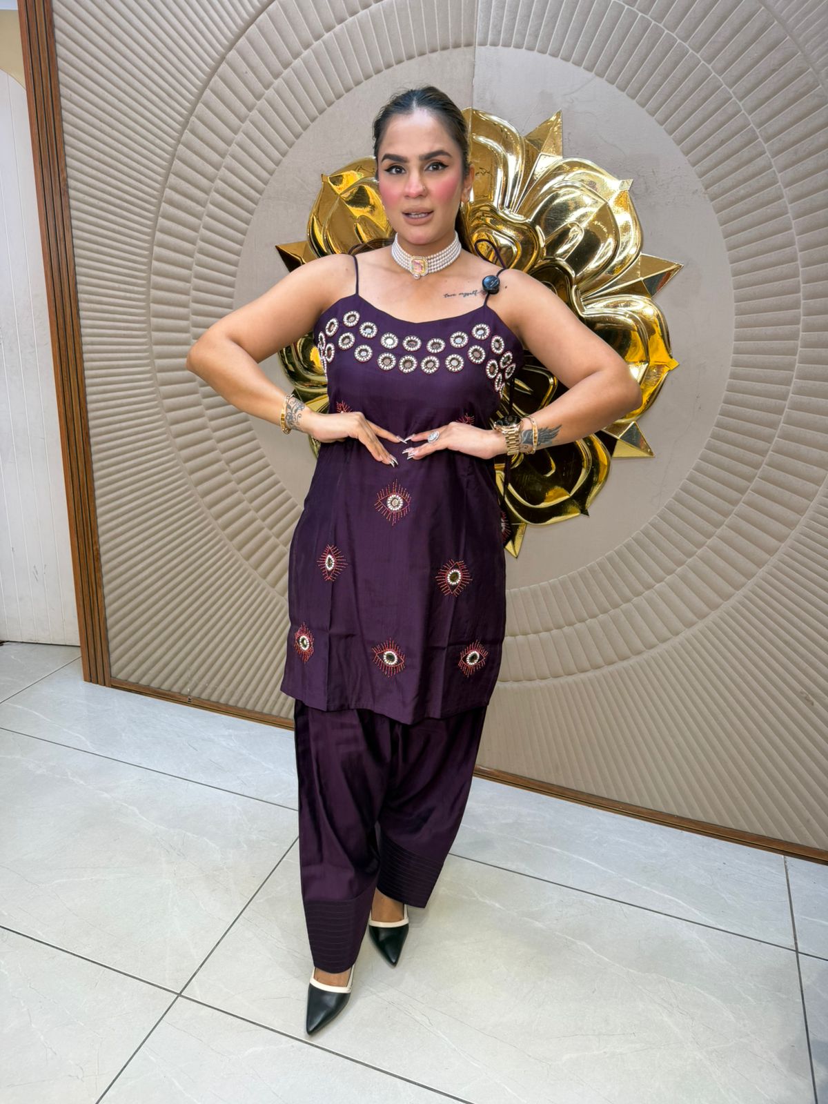 Elegant Suit With Mirror Work PC2709