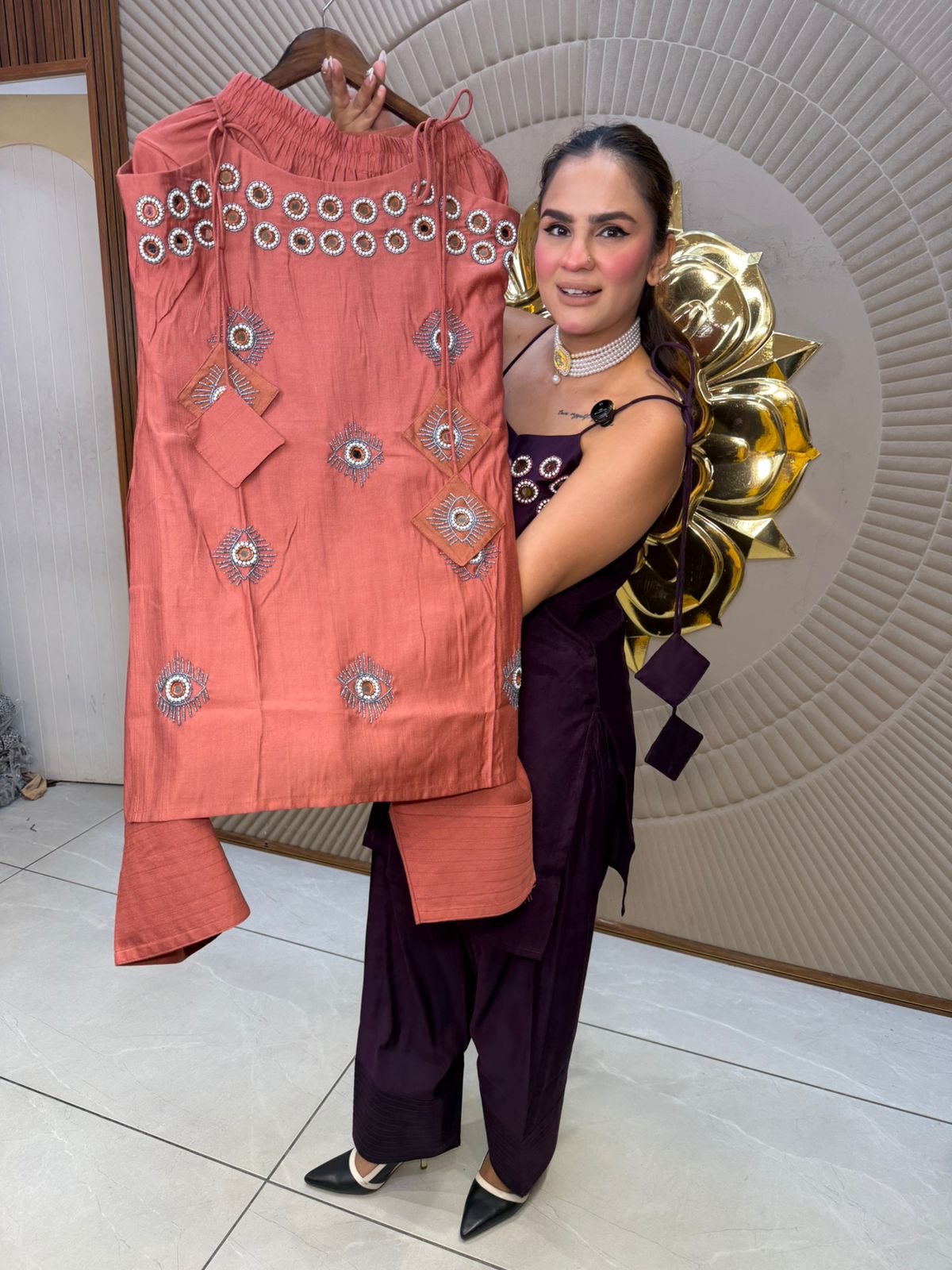 Elegant Suit With Mirror Work PC2709