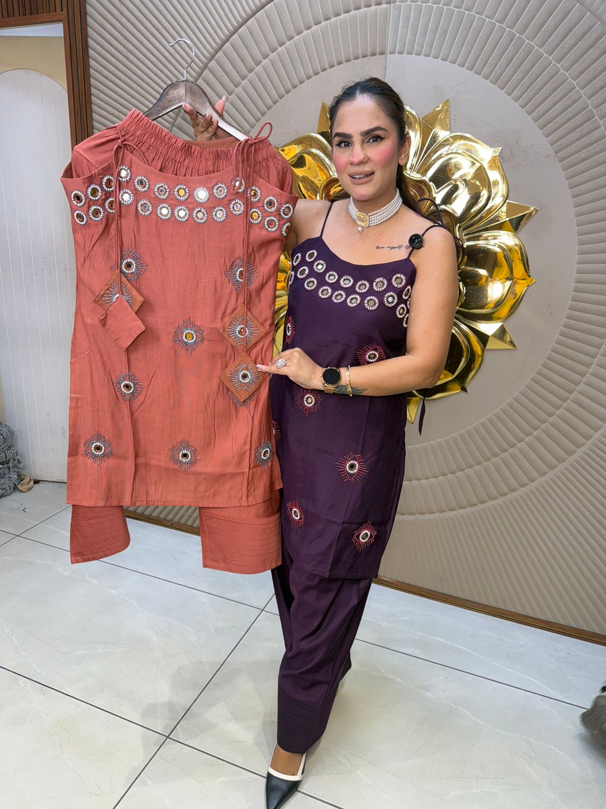 Elegant Suit With Mirror Work PC2709