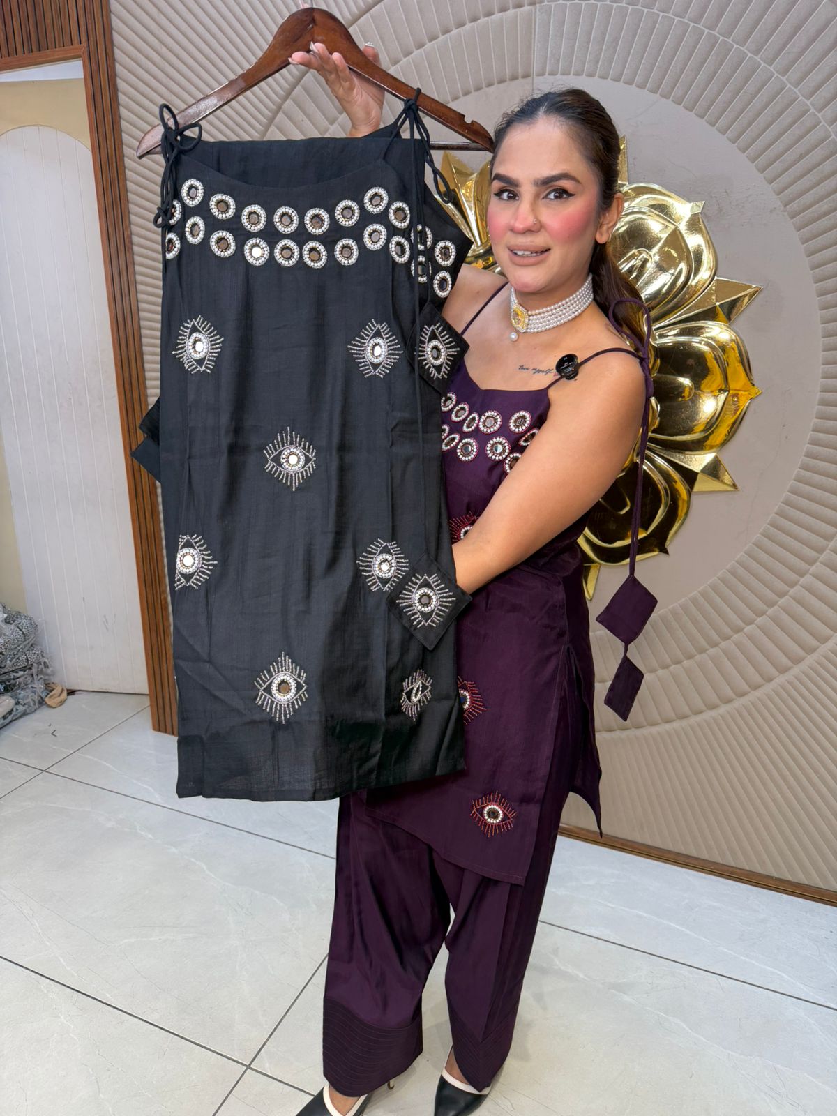 Elegant Suit With Mirror Work PC2709