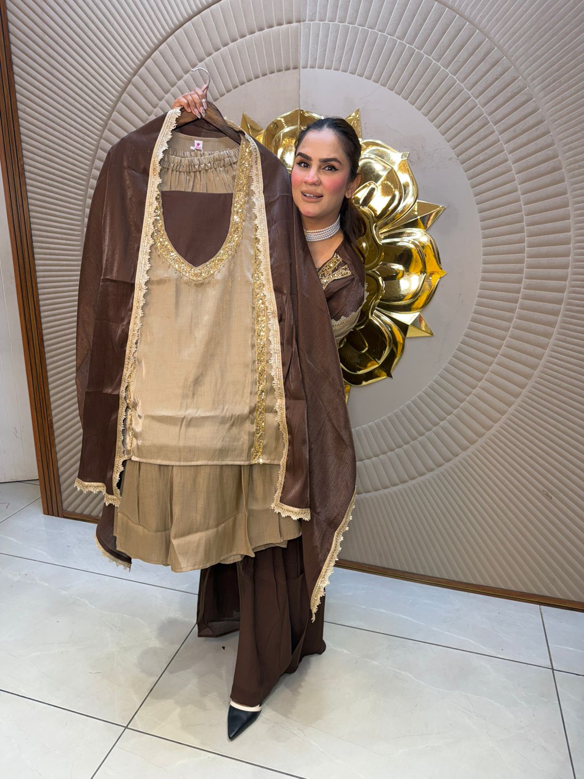 Elegant Suit With Lace Work On Dupatta PC2712