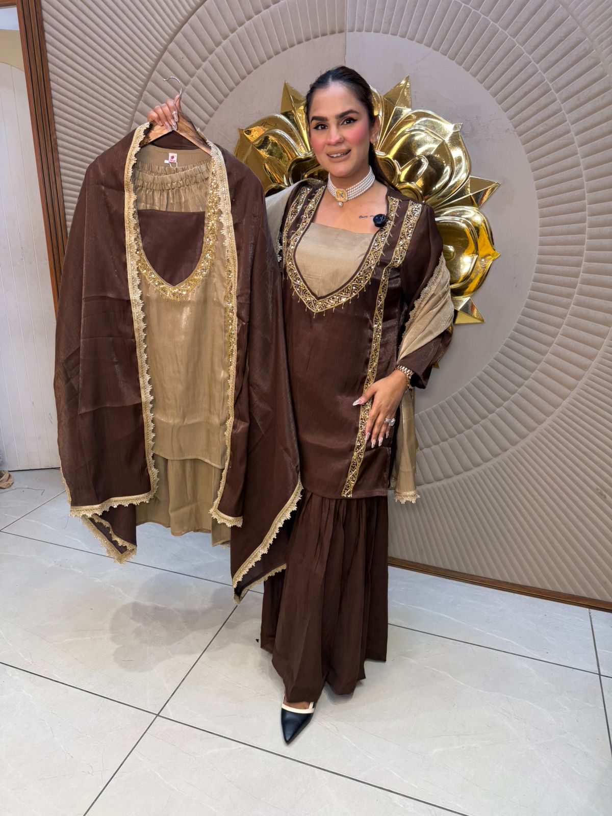 Elegant Suit With Lace Work On Dupatta PC2712