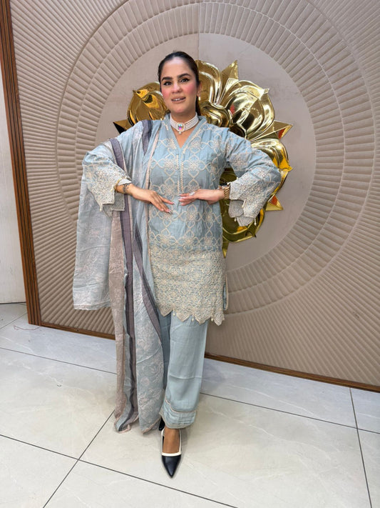 Elegant Party Wear Suit With Lace Work PC2718