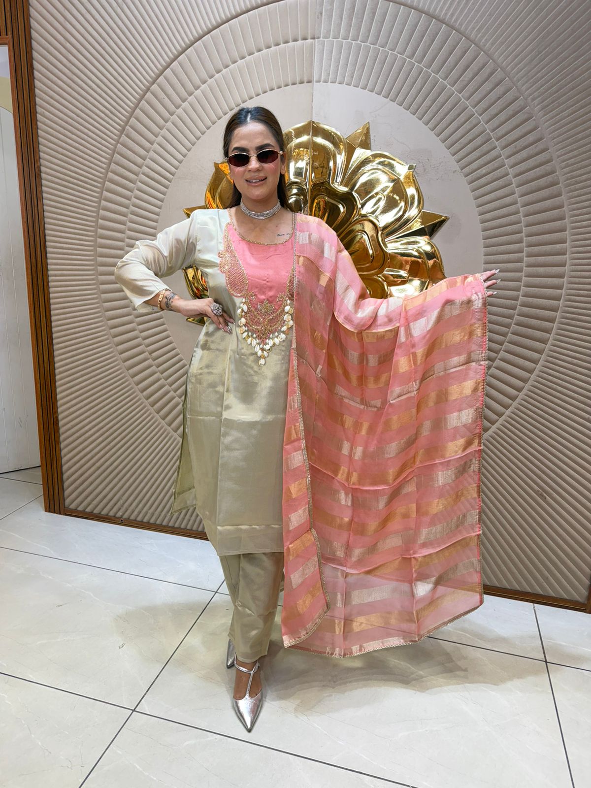 Elegant  Suit With Neck Design  PC2730