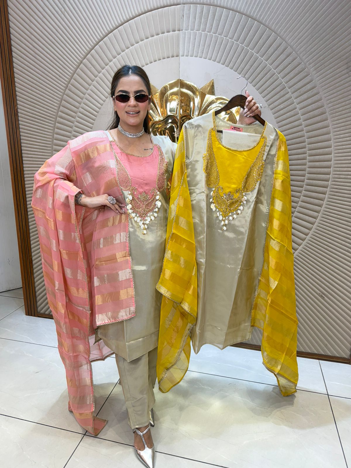 Elegant  Suit With Neck Design  PC2730