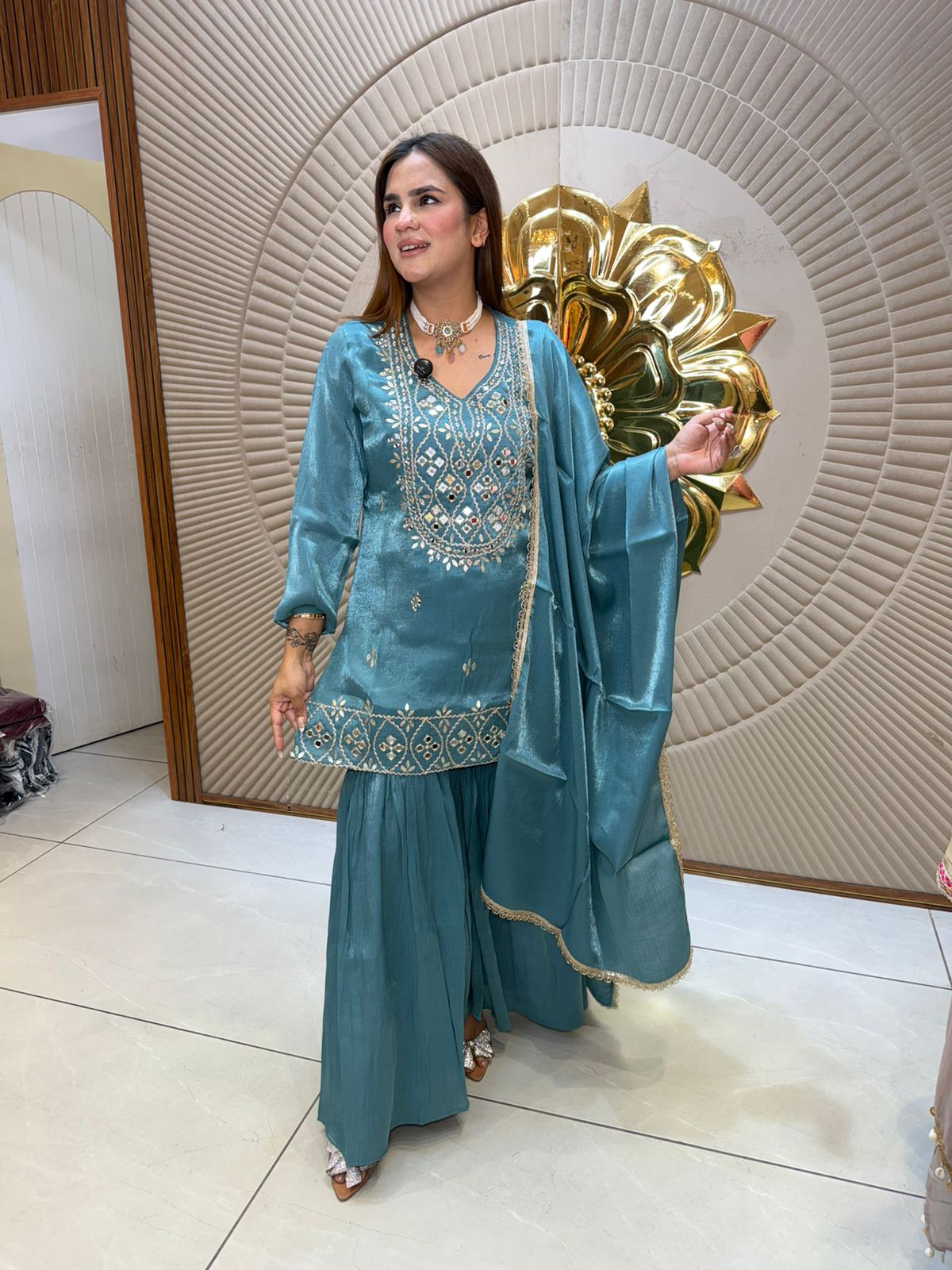 Stunning Sharara Suit With Mirror Work PC2754
