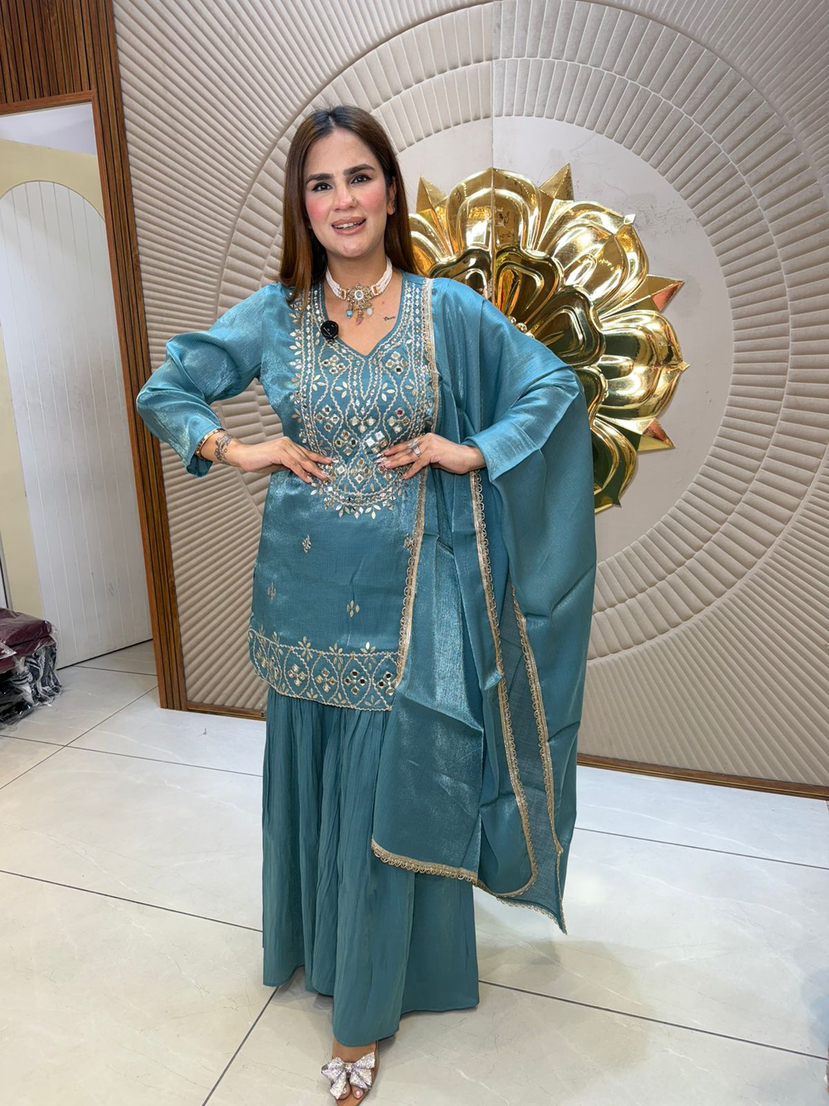 Stunning Sharara Suit With Mirror Work PC2754