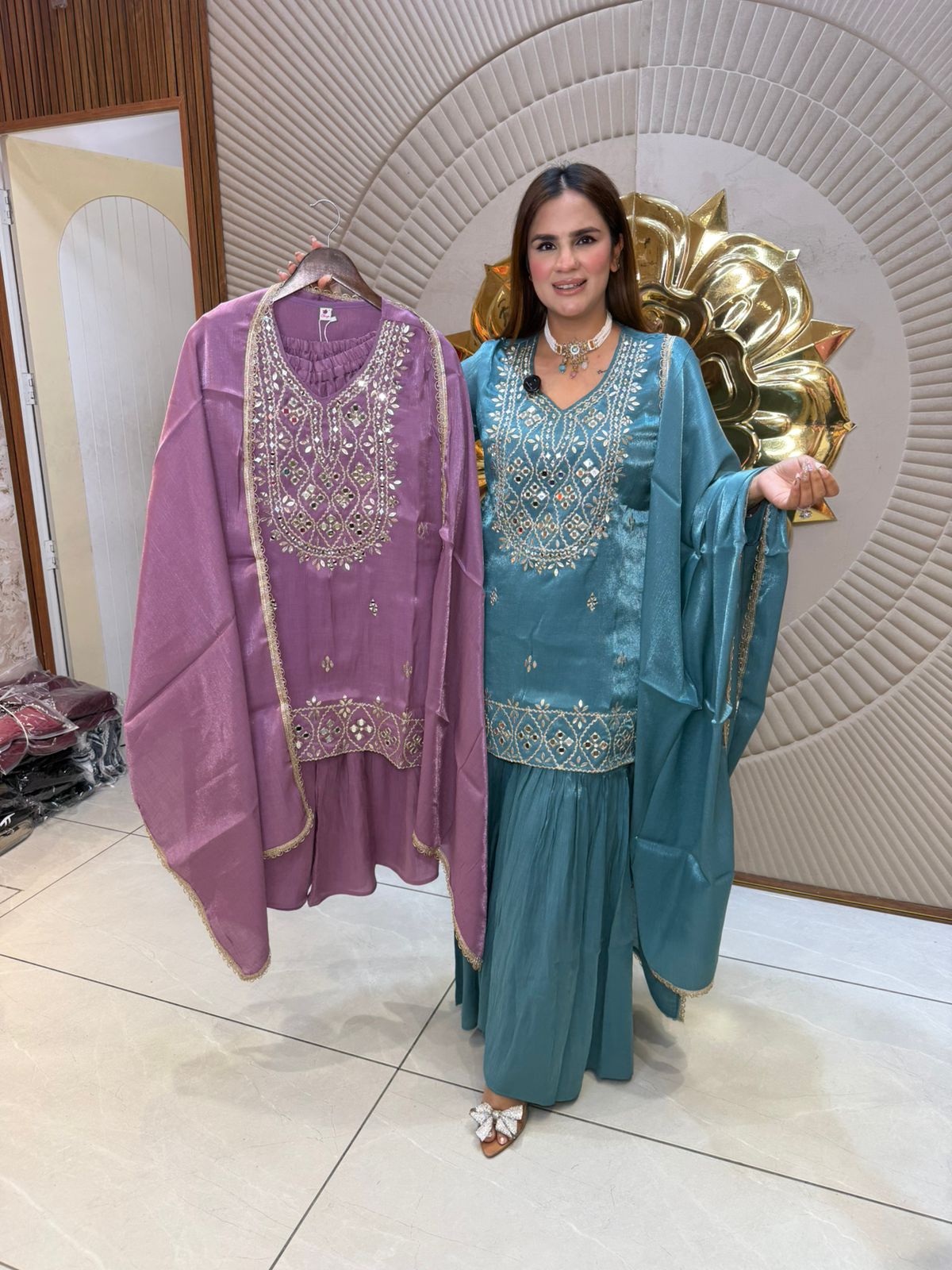 Stunning Sharara Suit With Mirror Work PC2754