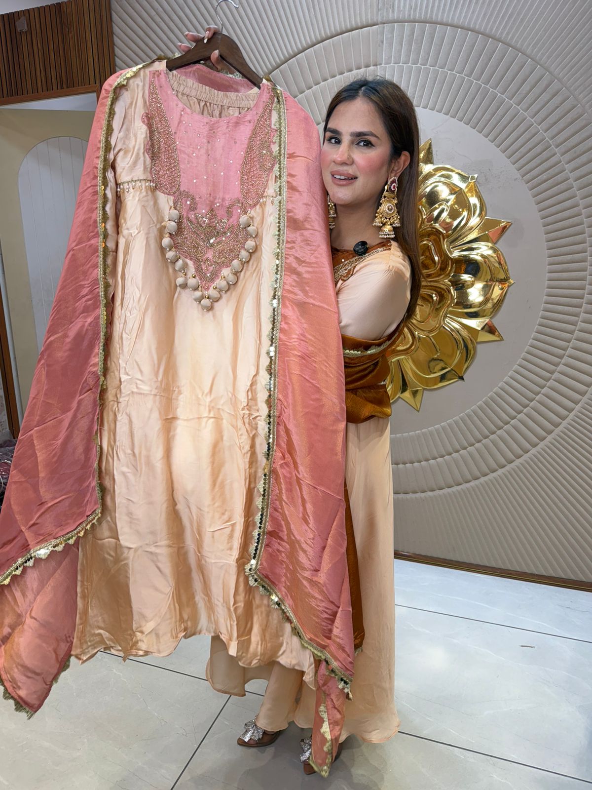 Stunning Long Suit With Heavy Neck Work PC2756