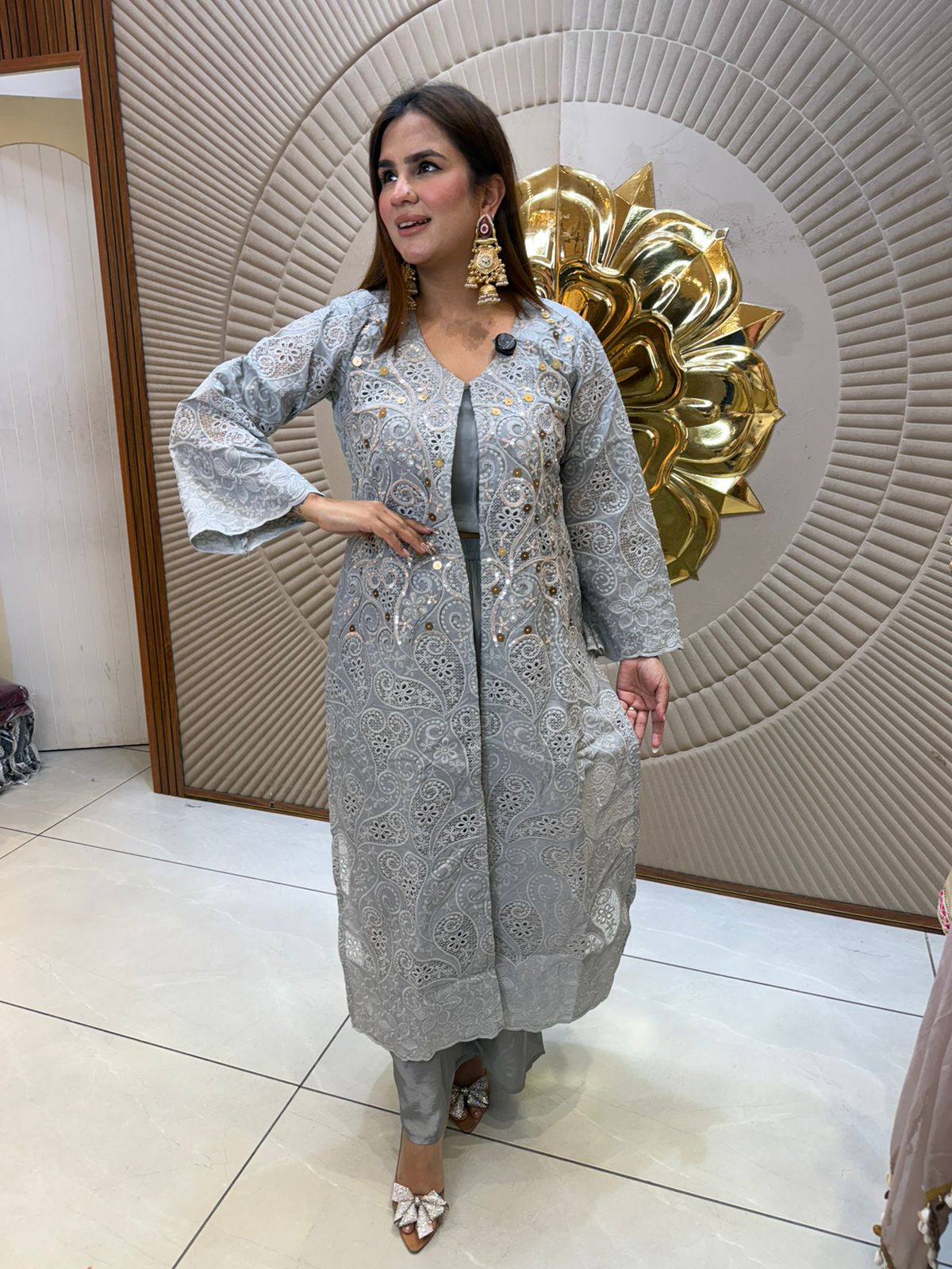 Beautiful 3pc Set With Long Designer Shrug PC2758