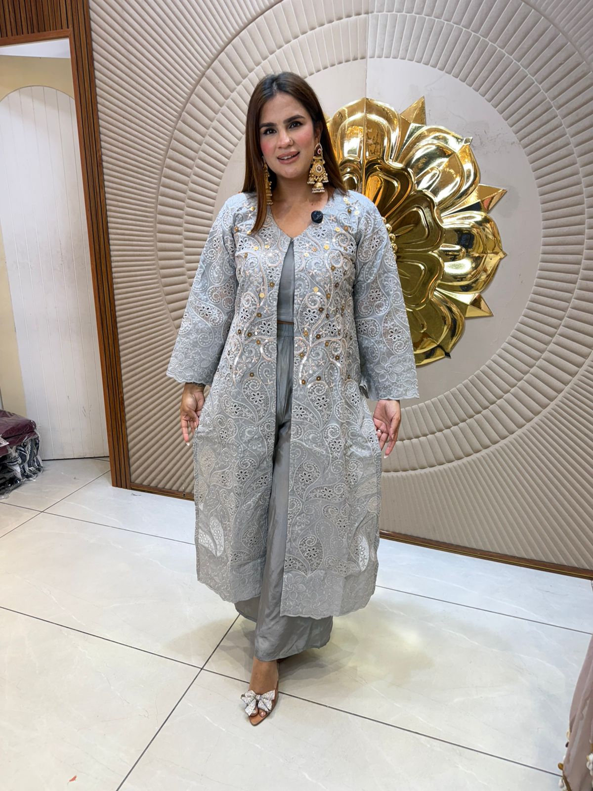 Beautiful 3pc Set With Long Designer Shrug PC2758