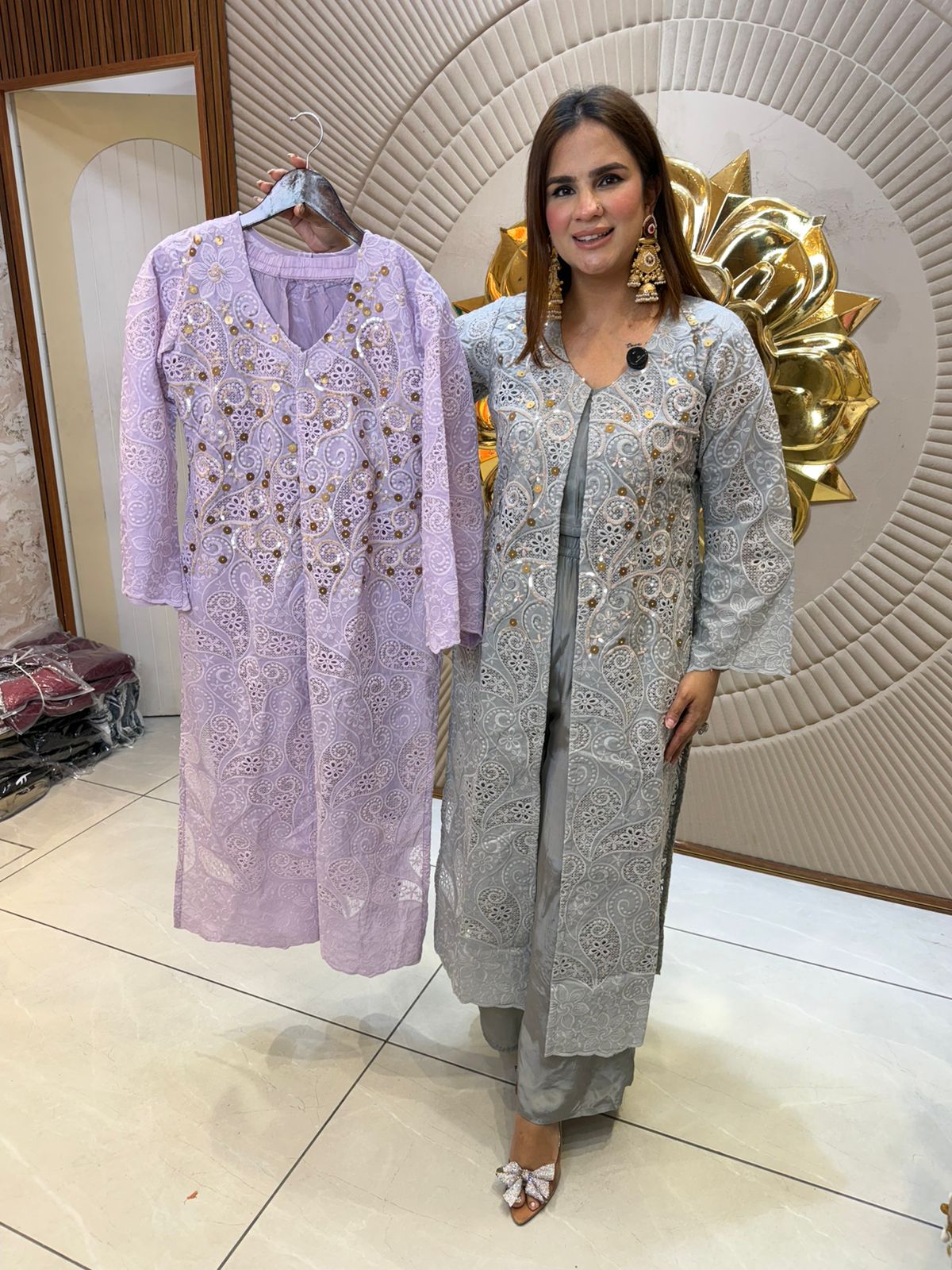 Beautiful 3pc Set With Long Designer Shrug PC2758