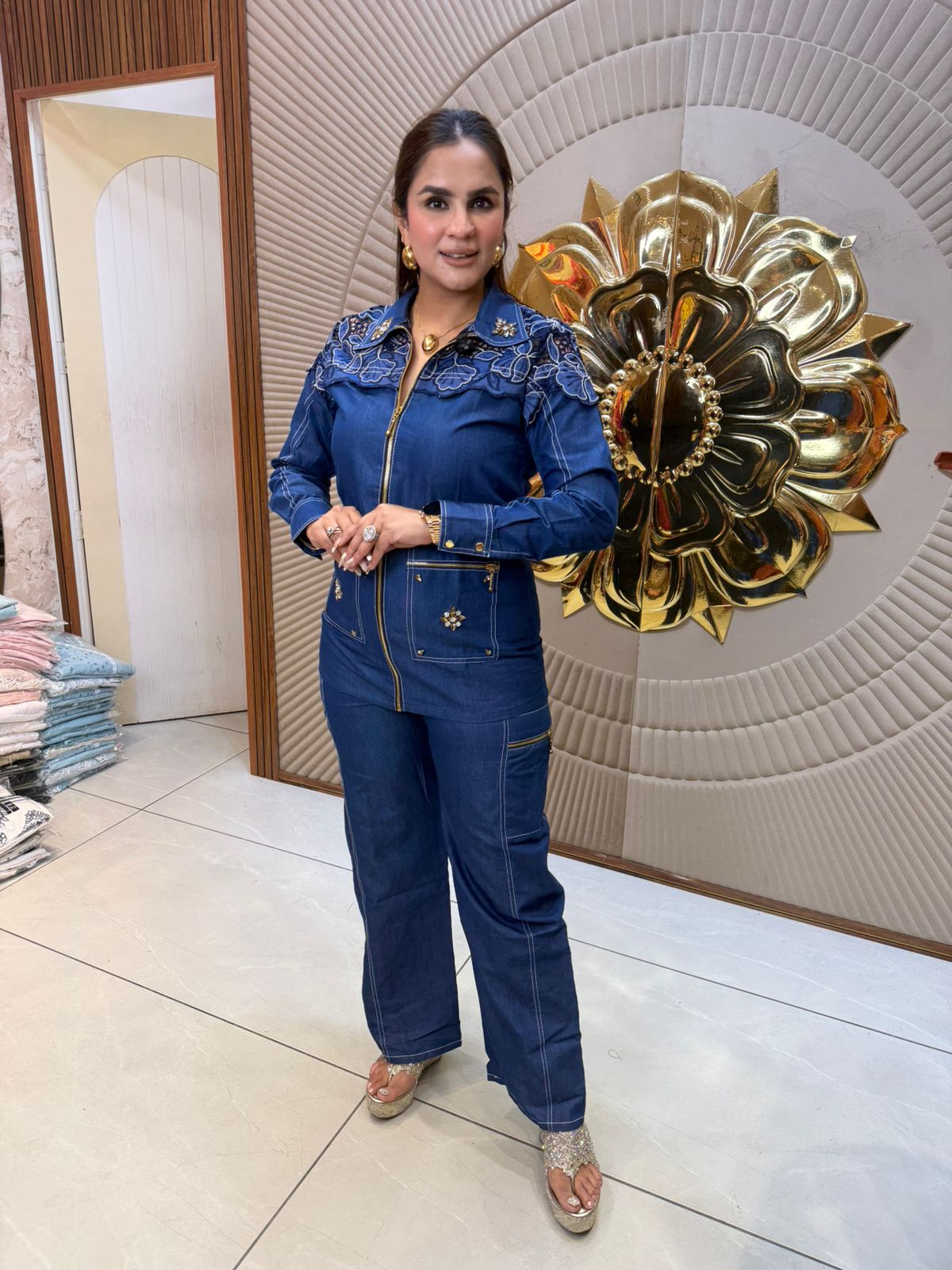 Beautiful Zipper Denim Co-Ord Set PC2767