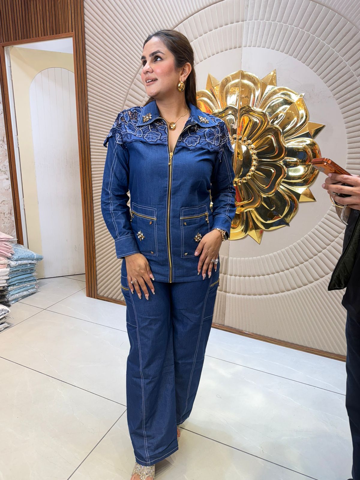 Beautiful Zipper Denim Co-Ord Set PC2767