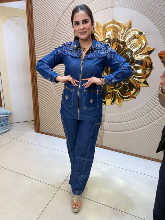 Beautiful Zipper Denim Co-Ord Set PC2767