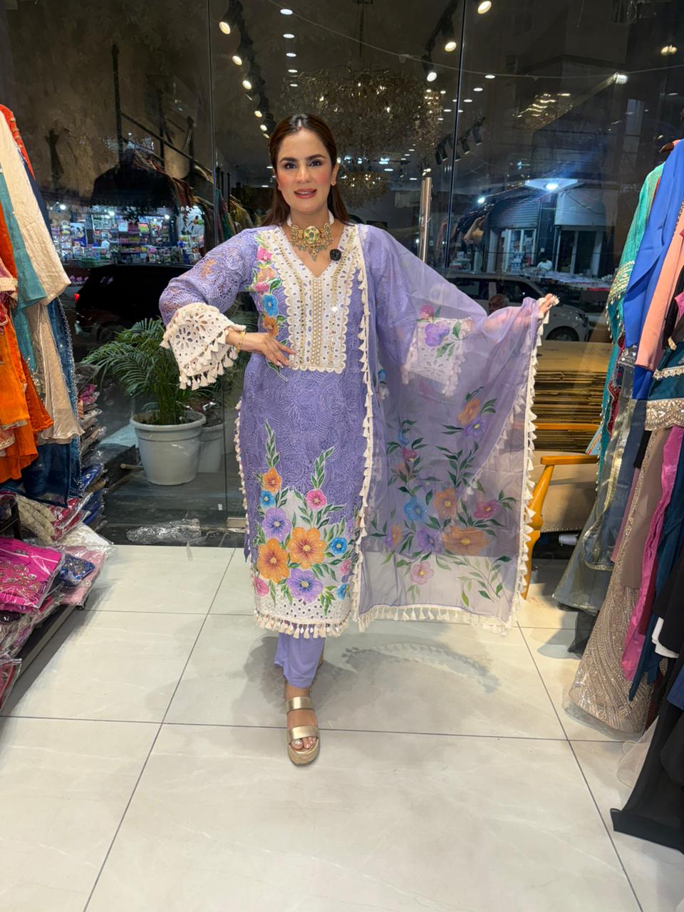 Beautiful Suit With Lace Work PC2798