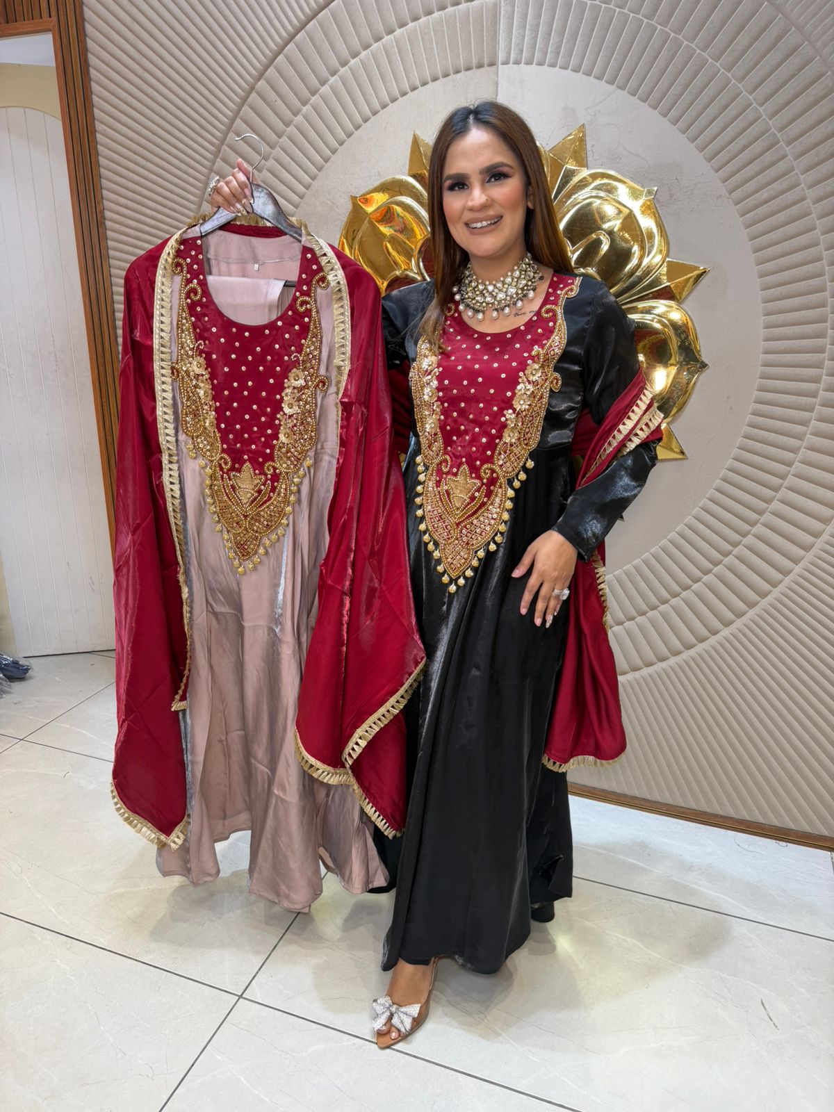 Beautiful Long Suit With Neck Design PC2809