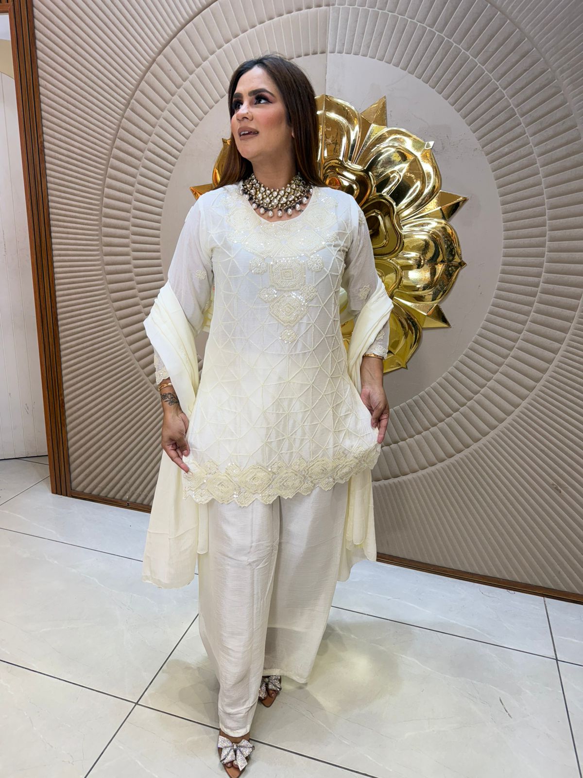 Elegant Suit With Lace Work PC2810