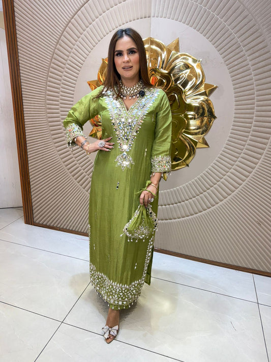 Beautiful Long Suit With Lace Work PC2813