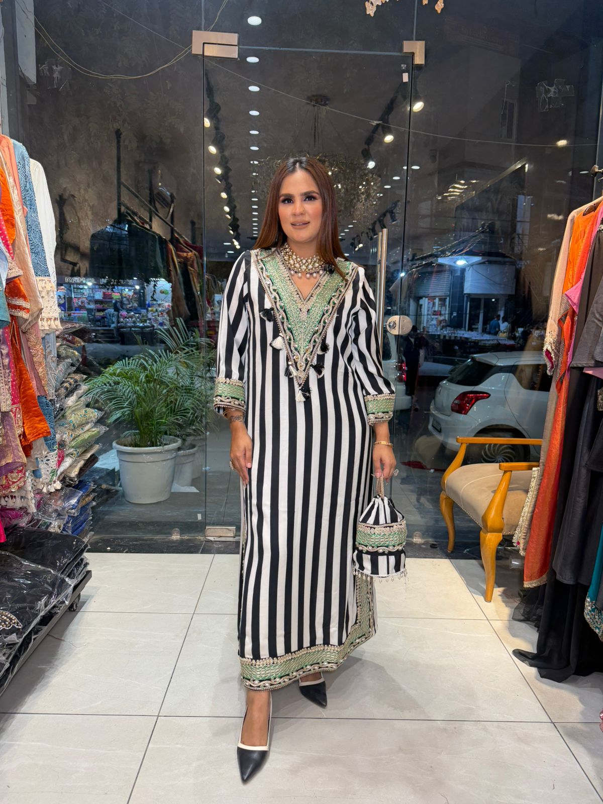 Elegant Dress With Hand Bag PC2818