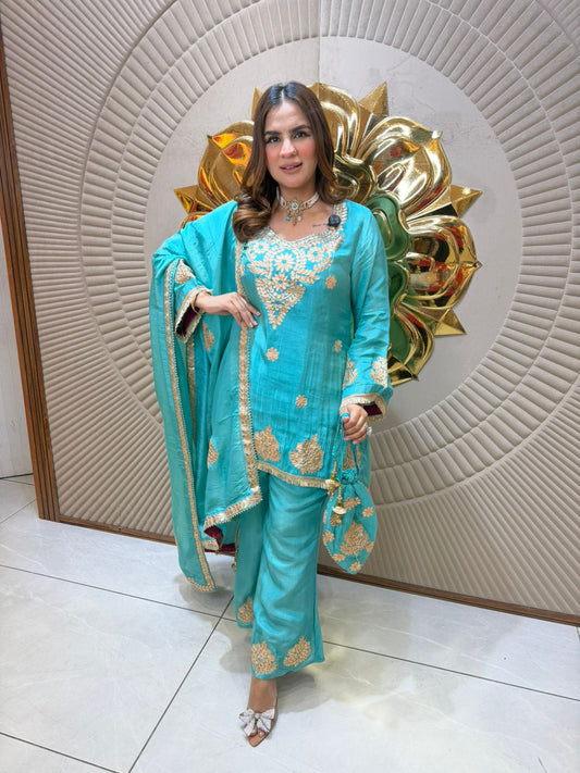 Beautiful Plazzo Suit With Potli PC2820
