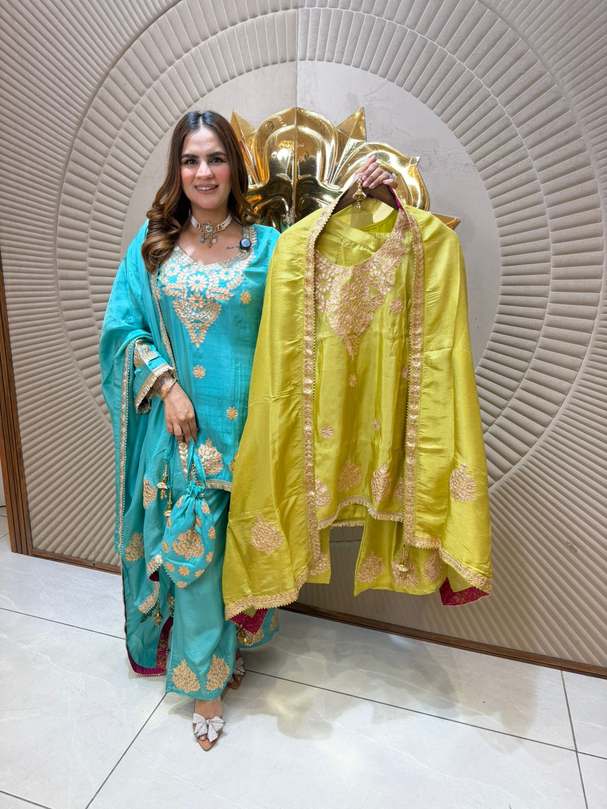 Beautiful Plazzo Suit With Potli PC2820