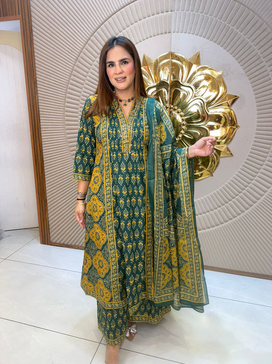 Elegant Long Printed Suit PC2836