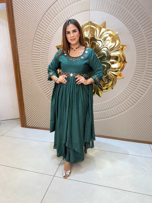 Elegant Partywear Dress With Mirror Work PC2840