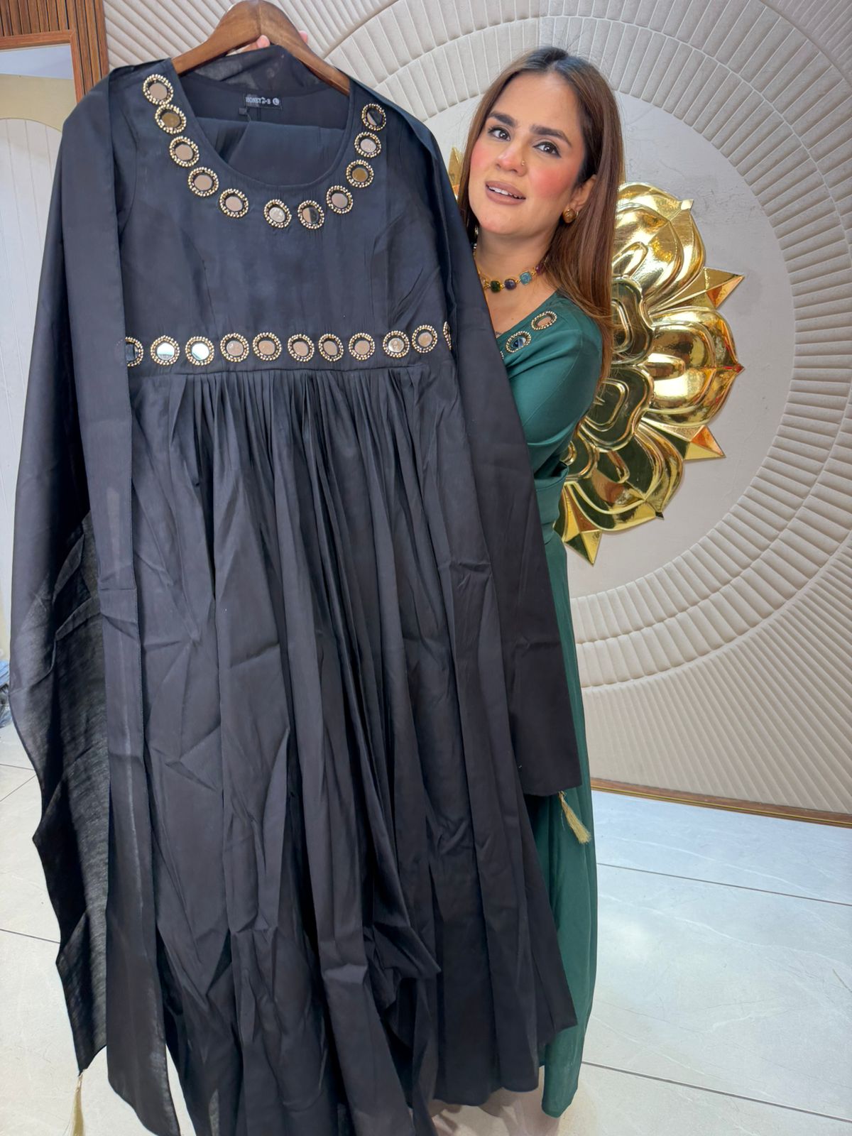 Elegant Partywear Dress With Mirror Work PC2840